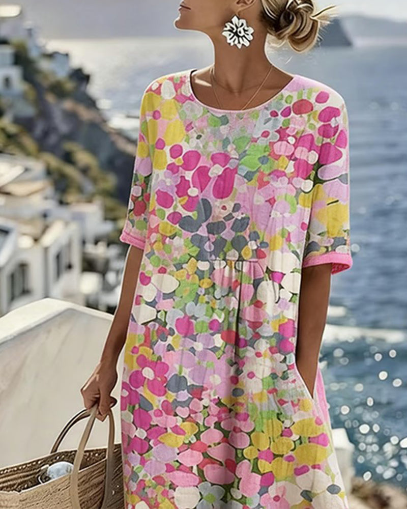 Vestido Estampado Holgado con Bolsillos