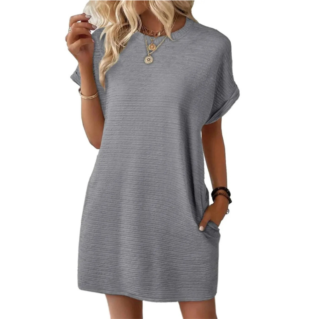 EVA – Vestido de Verano Minimalista Casual con Cuello Redondo