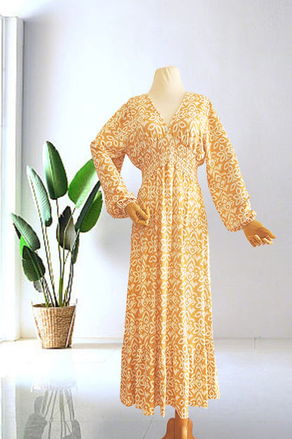 Isabel - Vestido Largo Estampado · Escote V · Estilo Boho