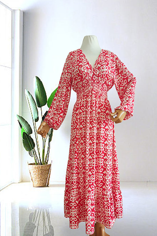 Isabel - Vestido Largo Estampado · Escote V · Estilo Boho