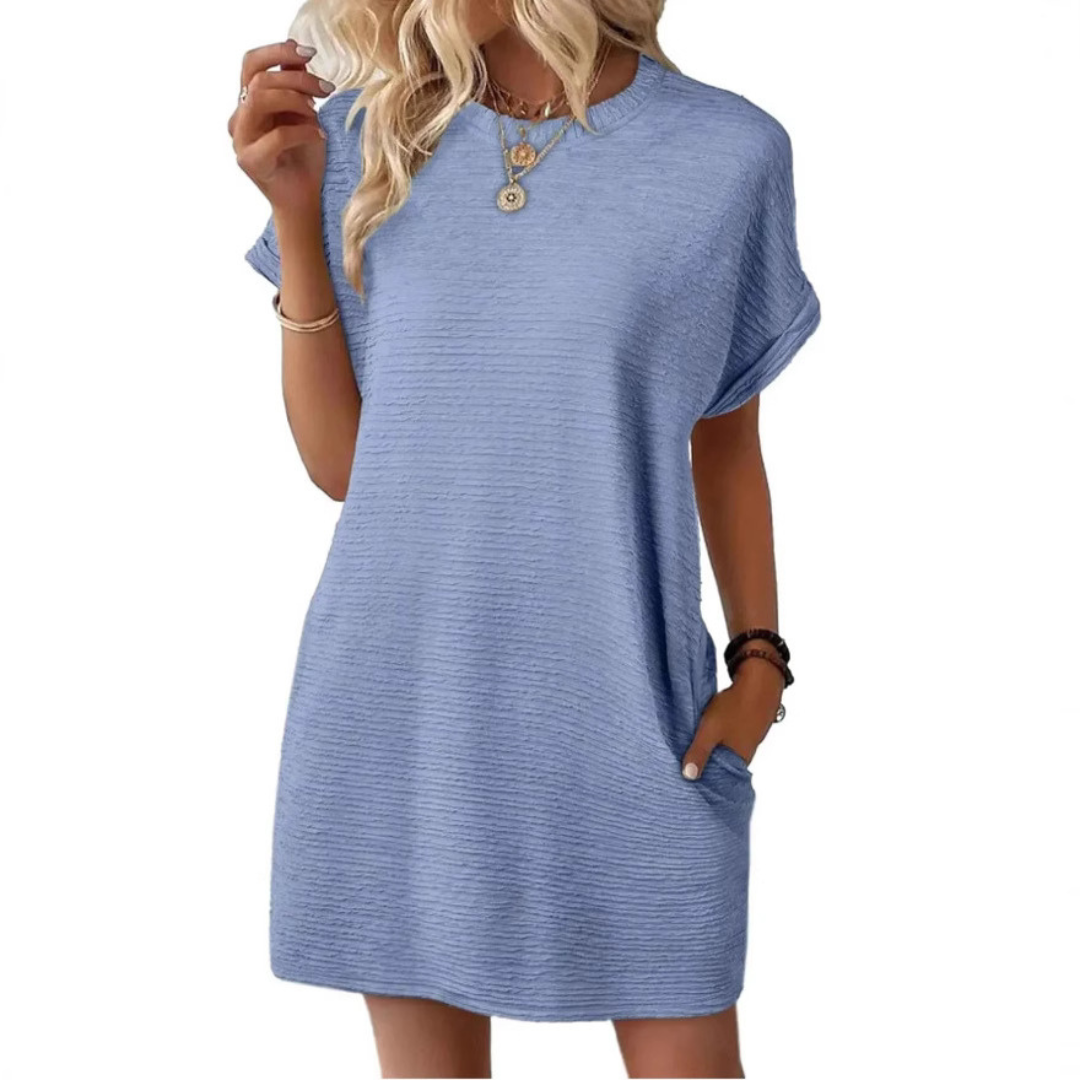 EVA – Vestido de Verano Minimalista Casual con Cuello Redondo