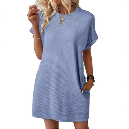 EVA – Vestido de Verano Minimalista Casual con Cuello Redondo