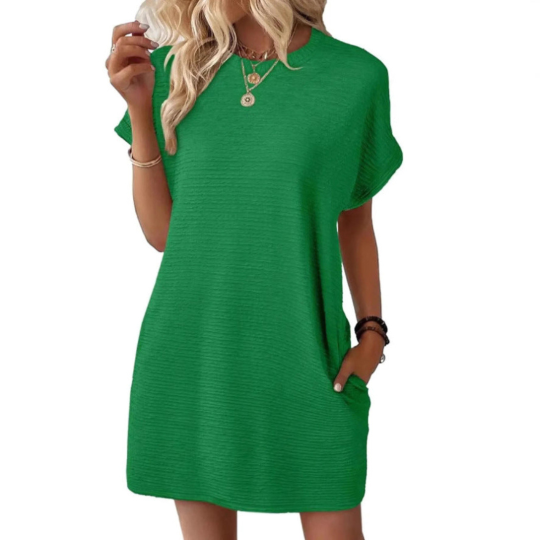 EVA – Vestido de Verano Minimalista Casual con Cuello Redondo