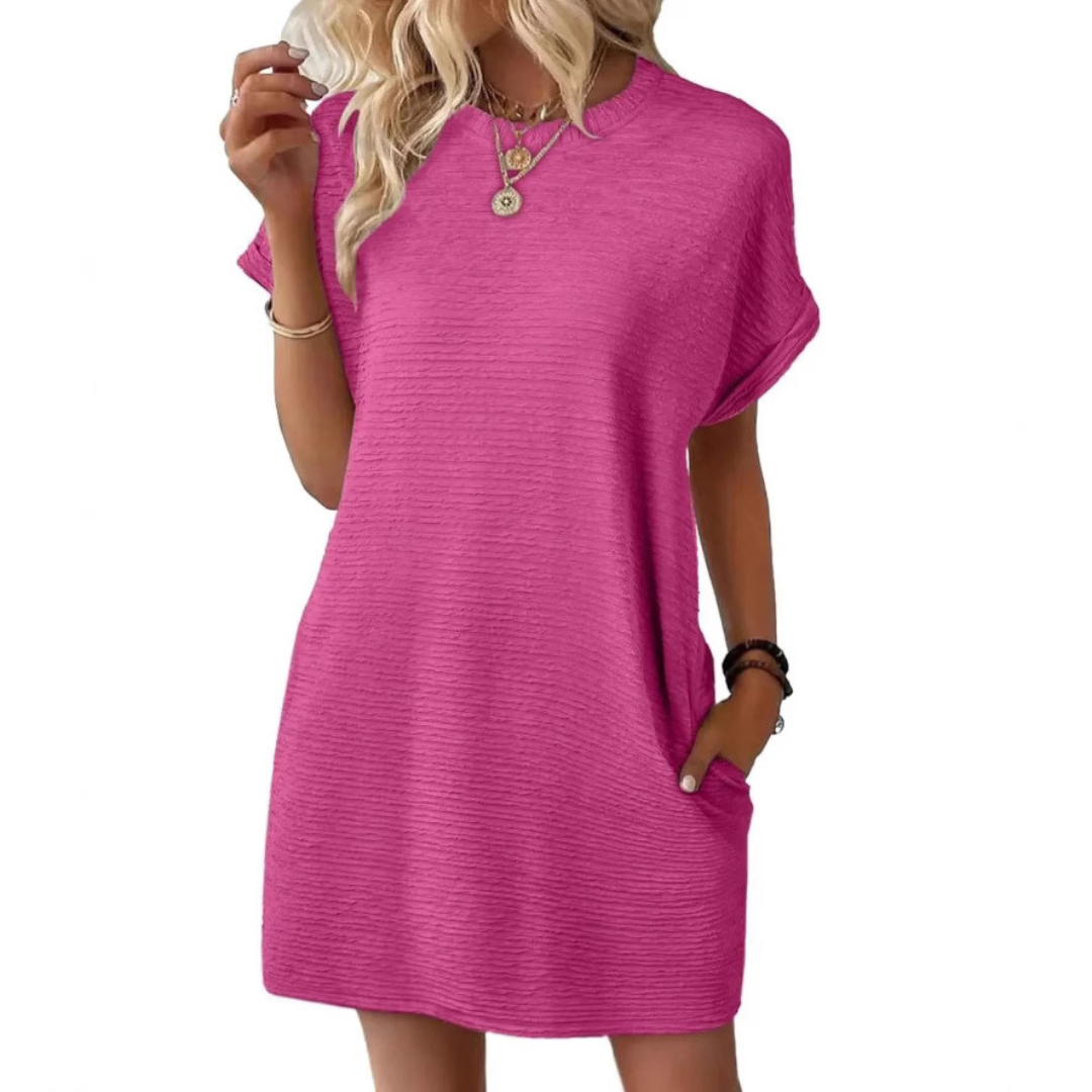 EVA – Vestido de Verano Minimalista Casual con Cuello Redondo