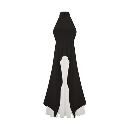 Inés | Vestido largo de capas con cuello halter