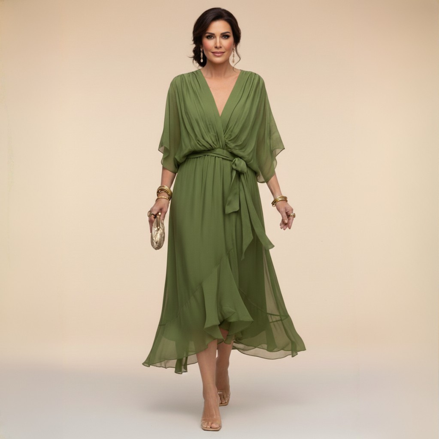 Arabella | Vestido de Silueta Fluida con Escote en V