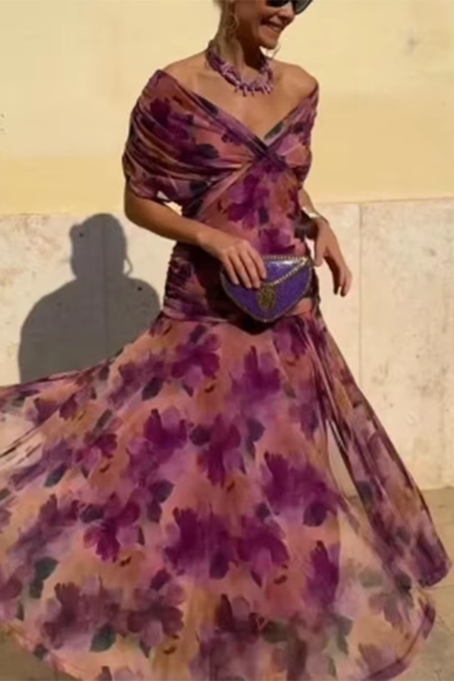 VERO -  ELEGANTE VESTIDO DE FIESTA CON CUELLO EN V