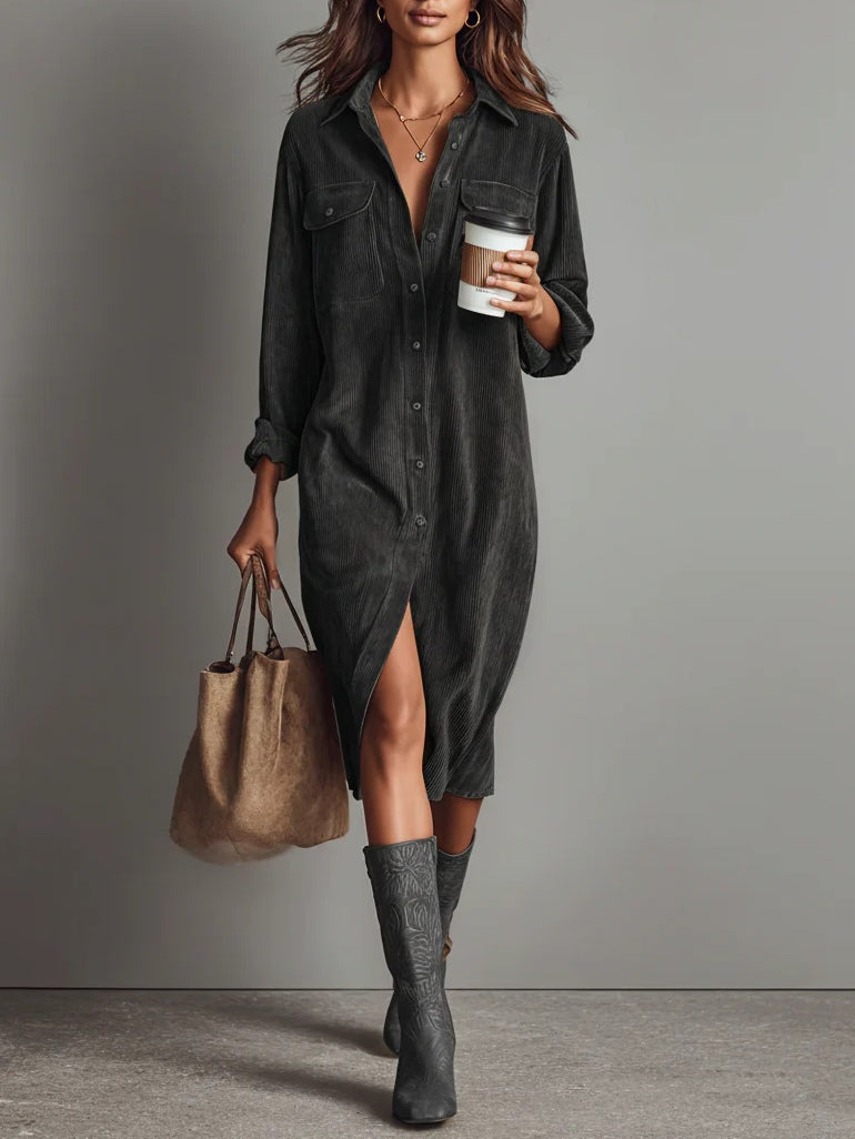 Vestido Midi de Pana Holgado