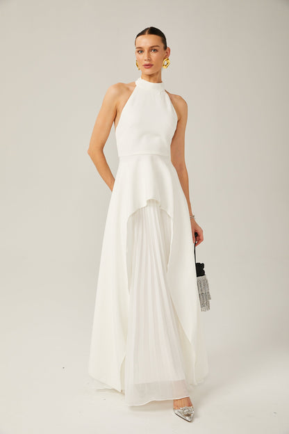 Inés | Vestido largo de capas con cuello halter