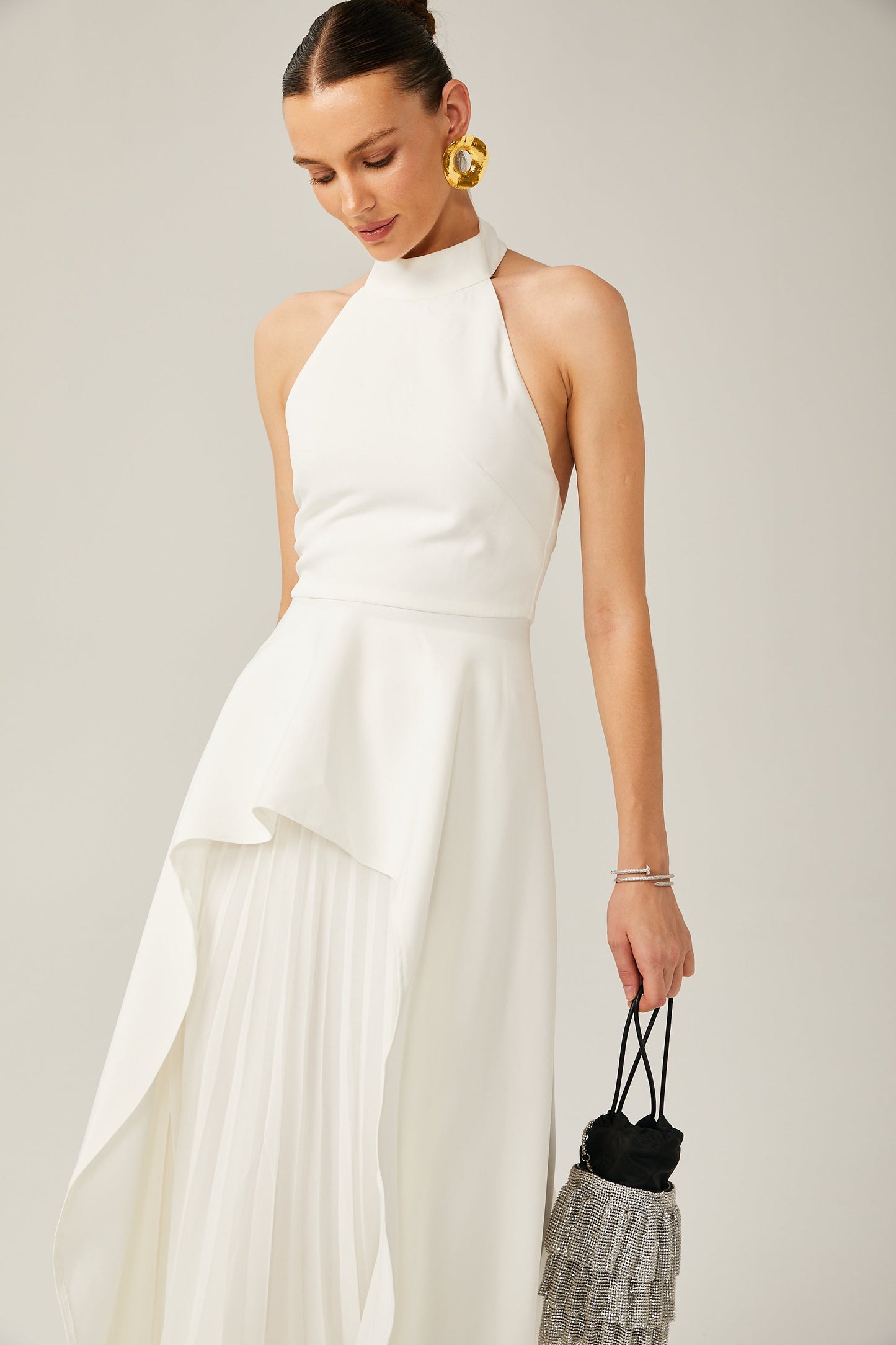 Inés | Vestido largo de capas con cuello halter