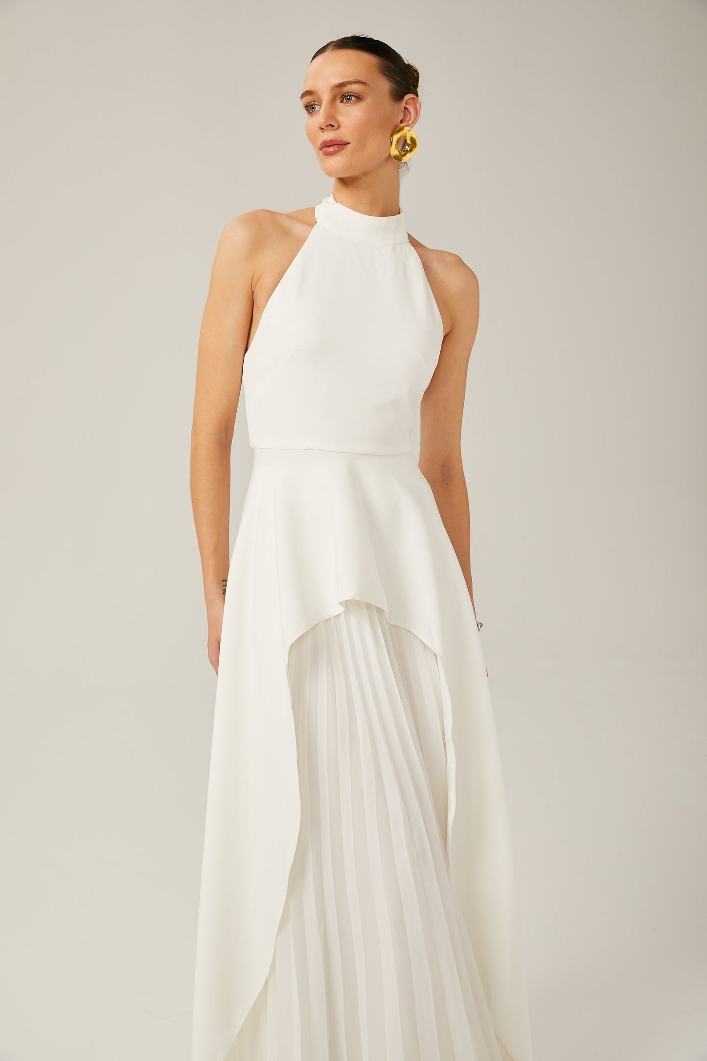 Inés | Vestido largo de capas con cuello halter
