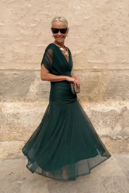 VERO -  ELEGANTE VESTIDO DE FIESTA CON CUELLO EN V