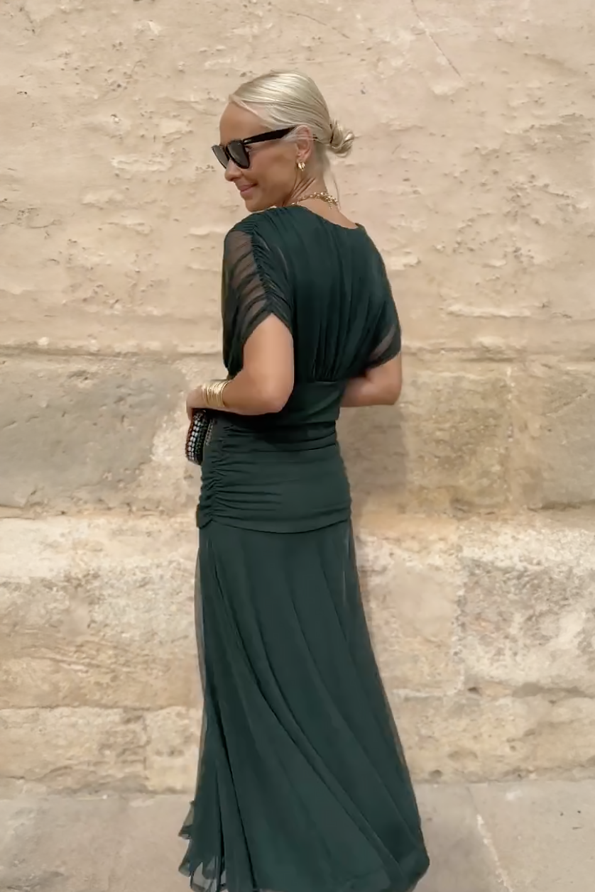VERO -  ELEGANTE VESTIDO DE FIESTA CON CUELLO EN V