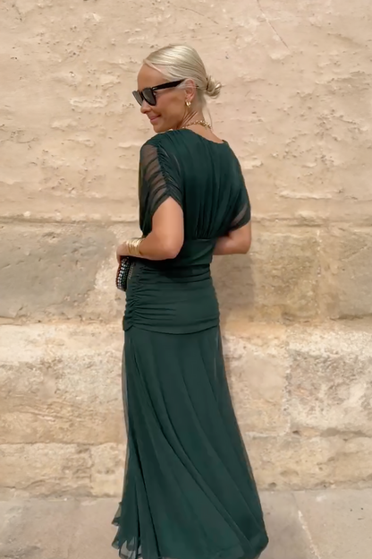 VERO -  ELEGANTE VESTIDO DE FIESTA CON CUELLO EN V