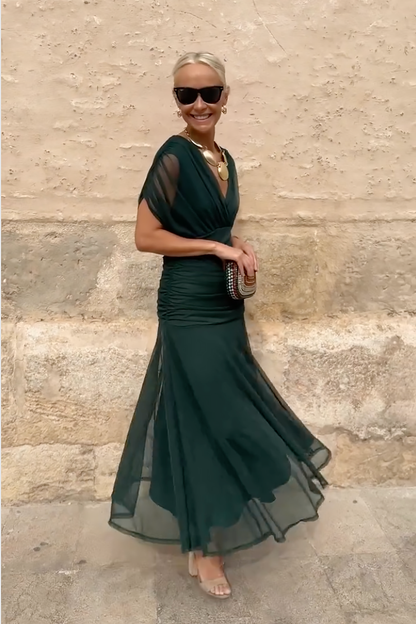 VERO -  ELEGANTE VESTIDO DE FIESTA CON CUELLO EN V