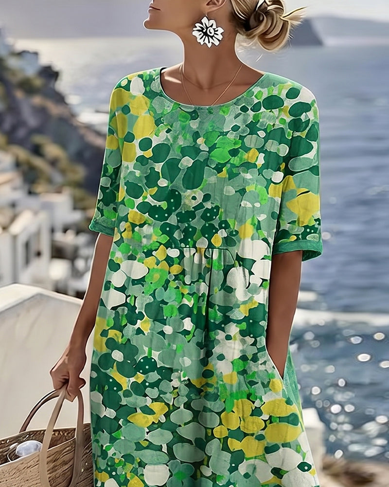 Vestido Estampado Holgado con Bolsillos