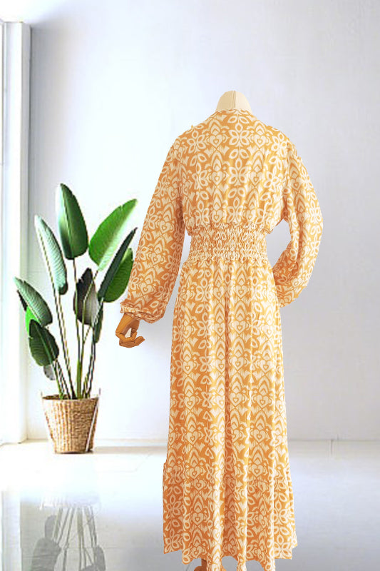 Isabel - Vestido Largo Estampado · Escote V · Estilo Boho