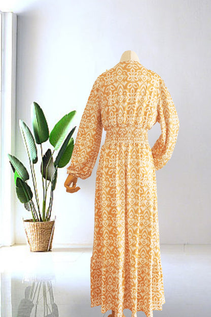 Isabel - Vestido Largo Estampado · Escote V · Estilo Boho