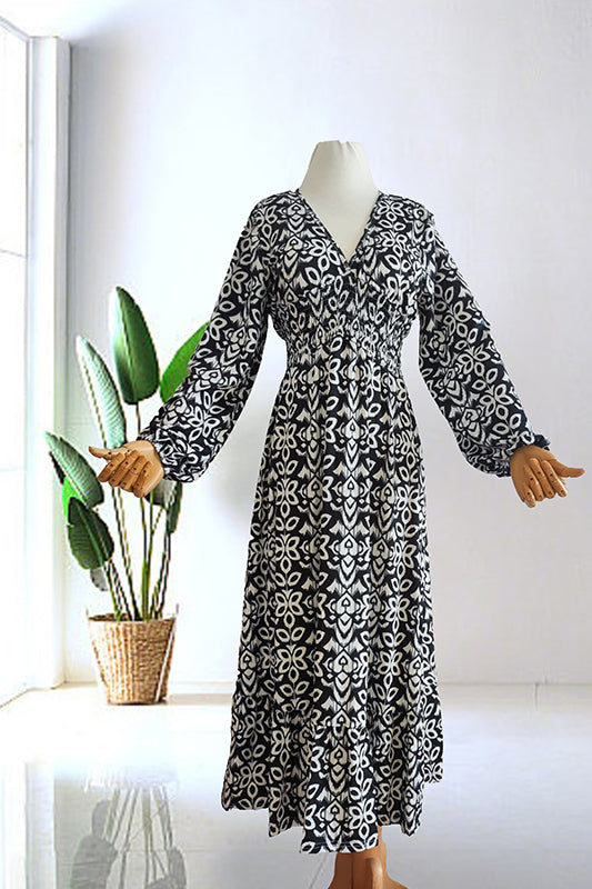 Isabel - Vestido Largo Estampado · Escote V · Estilo Boho