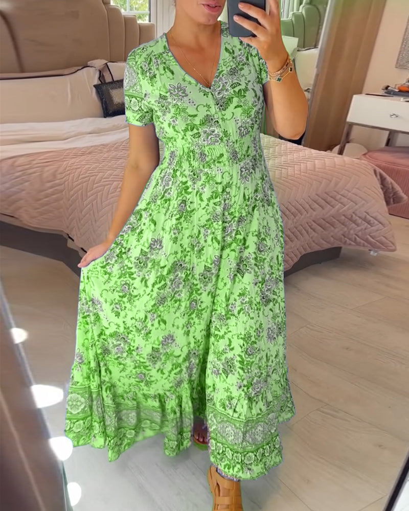 Vestido Floral con Escote en V