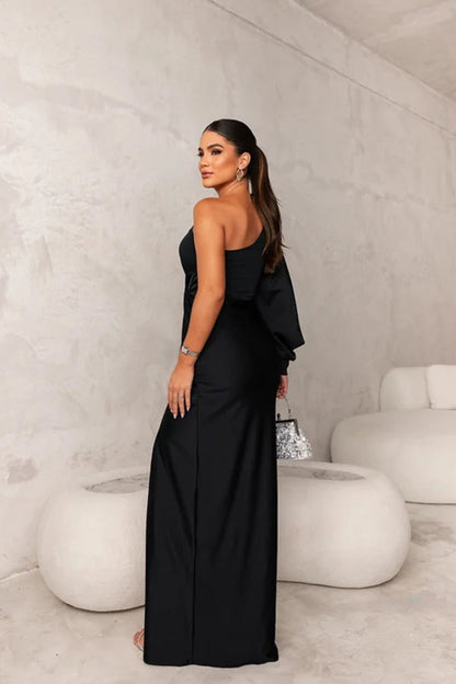 Camila | Vestido satinado de una manga