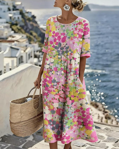 Vestido Estampado Holgado con Bolsillos