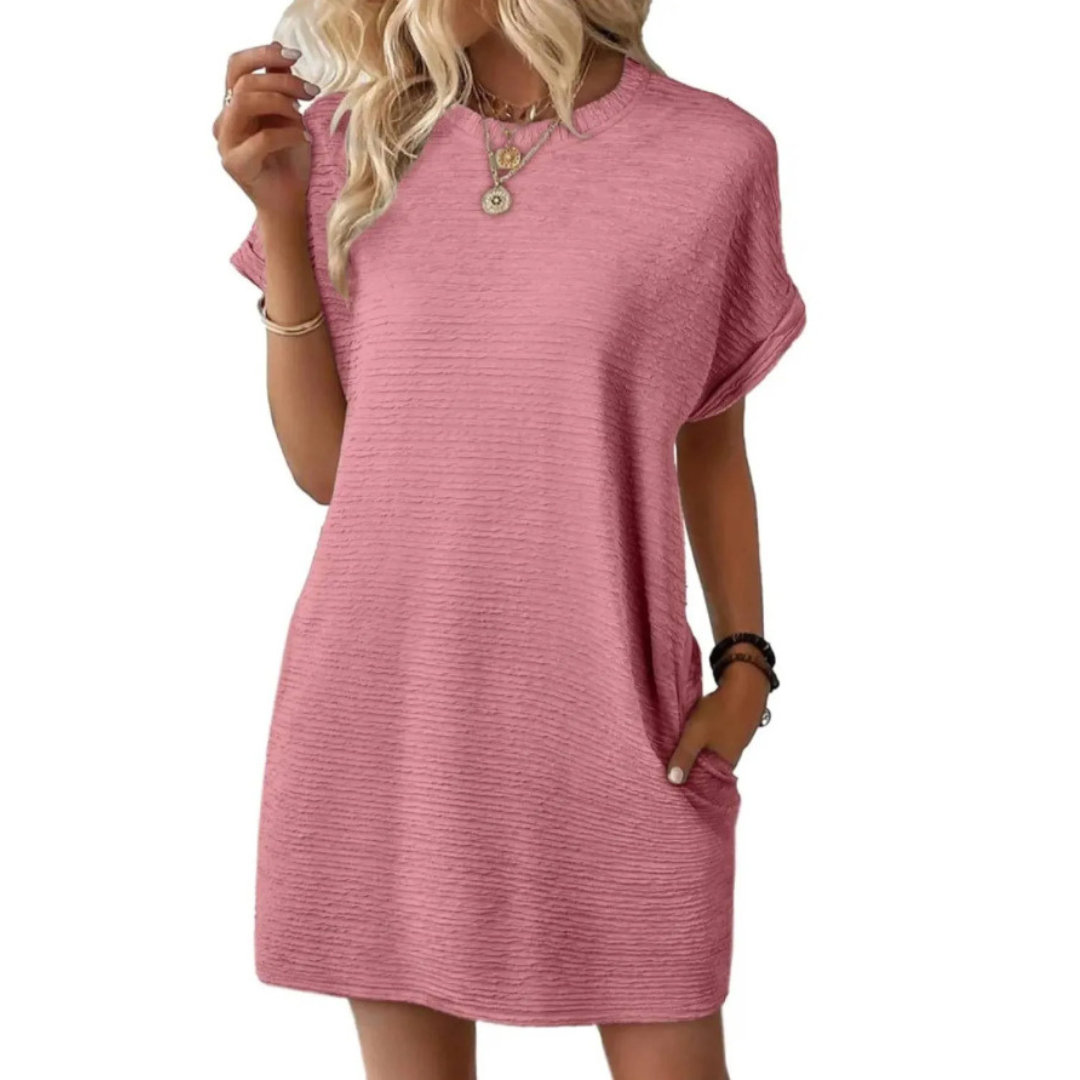 EVA – Vestido de Verano Minimalista Casual con Cuello Redondo