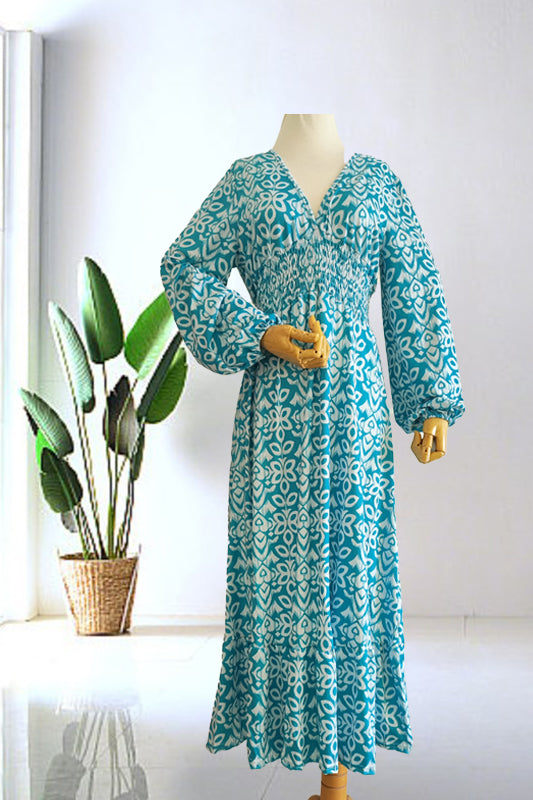 Isabel - Vestido Largo Estampado · Escote V · Estilo Boho