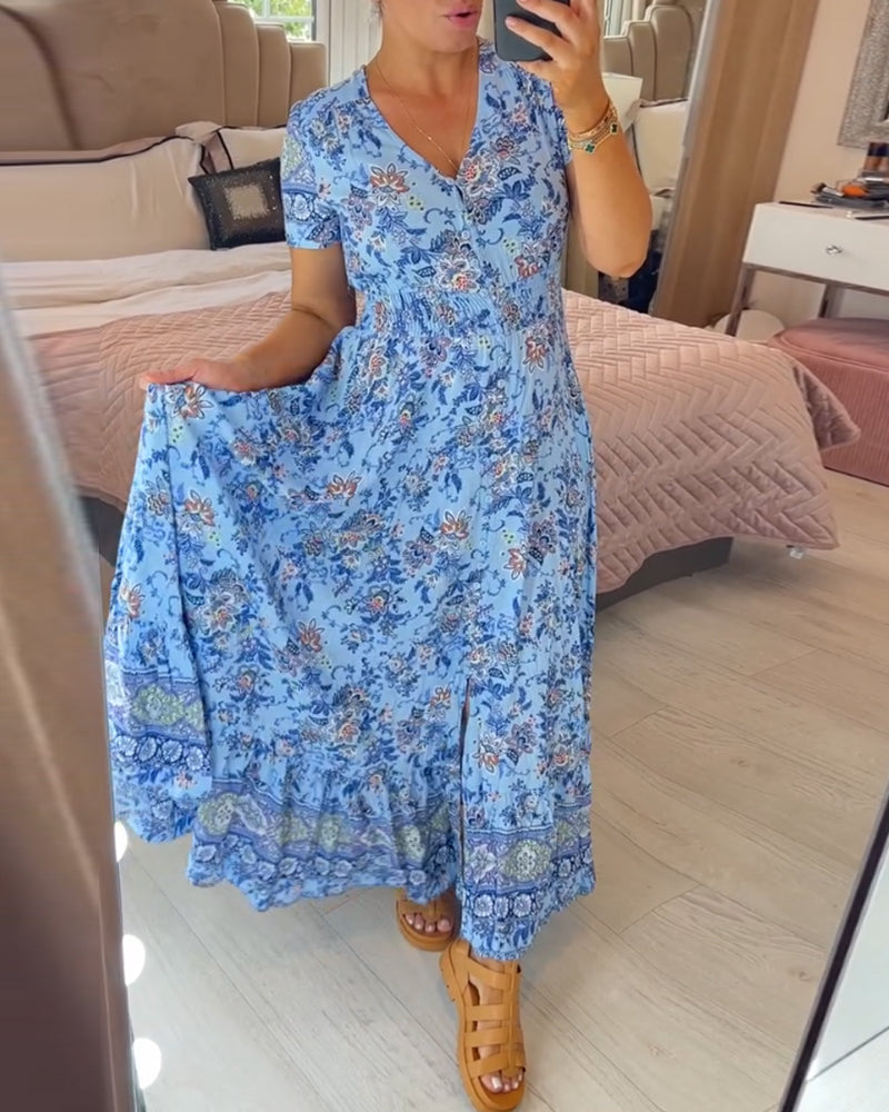 Vestido Floral con Escote en V
