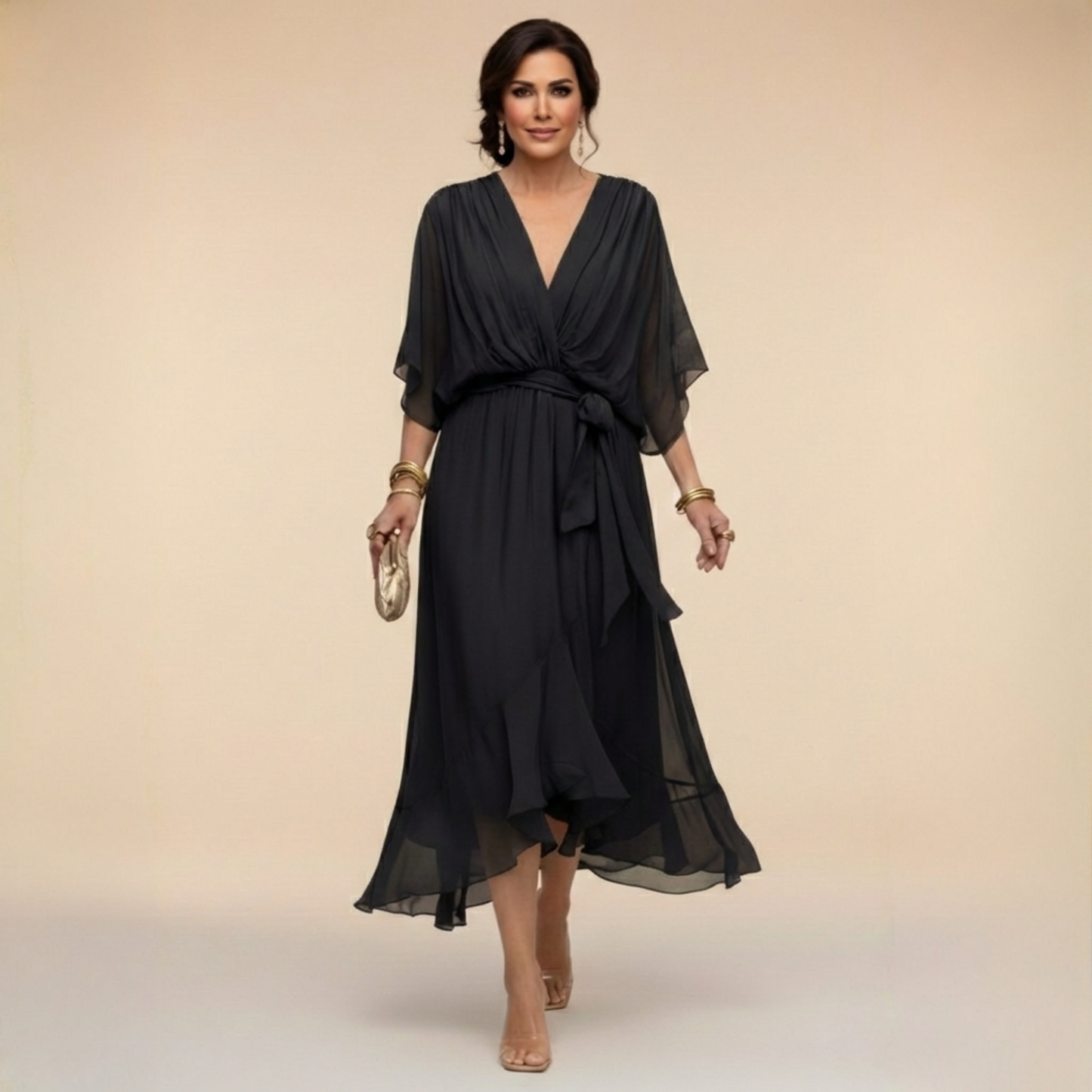 Arabella | Vestido de Silueta Fluida con Escote en V