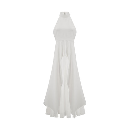Inés | Vestido largo de capas con cuello halter