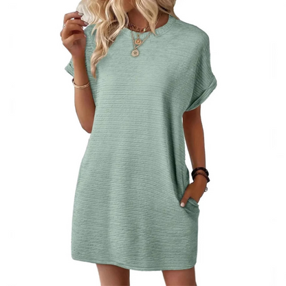EVA – Vestido de Verano Minimalista Casual con Cuello Redondo
