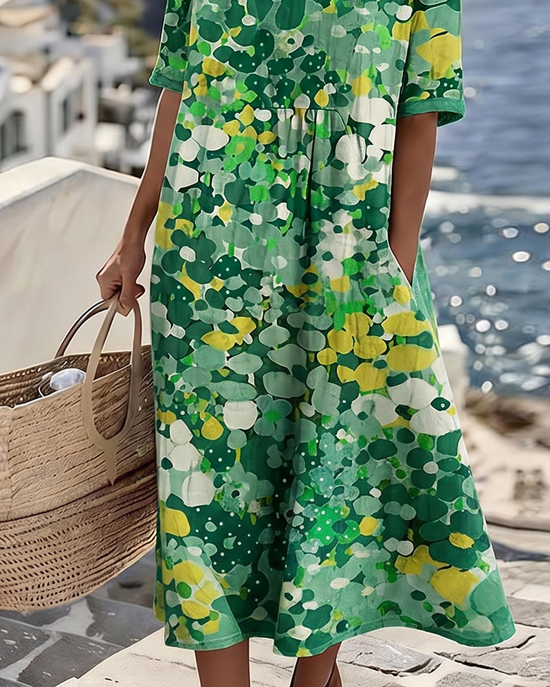 Vestido Estampado Holgado con Bolsillos
