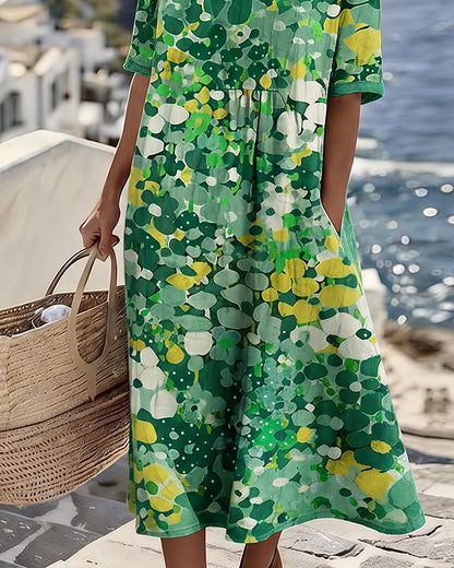 Vestido Estampado Holgado con Bolsillos