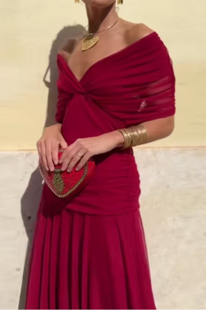 VERO -  ELEGANTE VESTIDO DE FIESTA CON CUELLO EN V