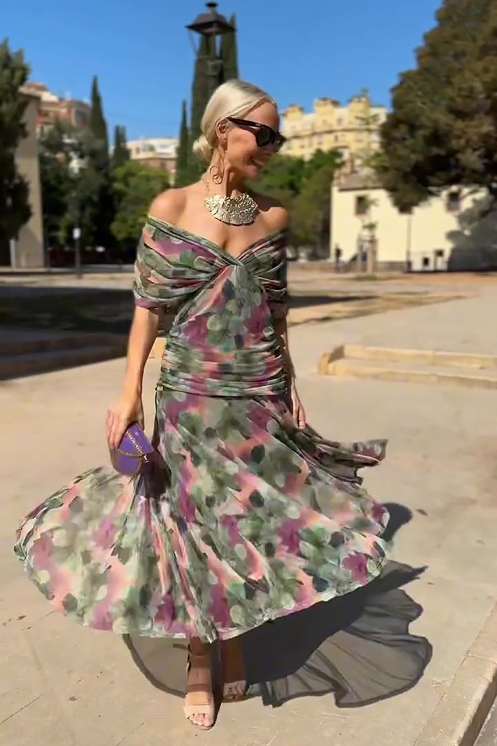 VERO -  ELEGANTE VESTIDO DE FIESTA CON CUELLO EN V