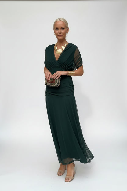 VERO -  ELEGANTE VESTIDO DE FIESTA CON CUELLO EN V