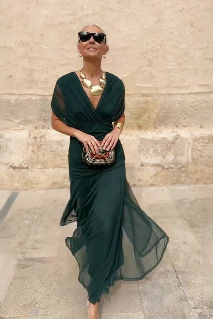 VERO -  ELEGANTE VESTIDO DE FIESTA CON CUELLO EN V
