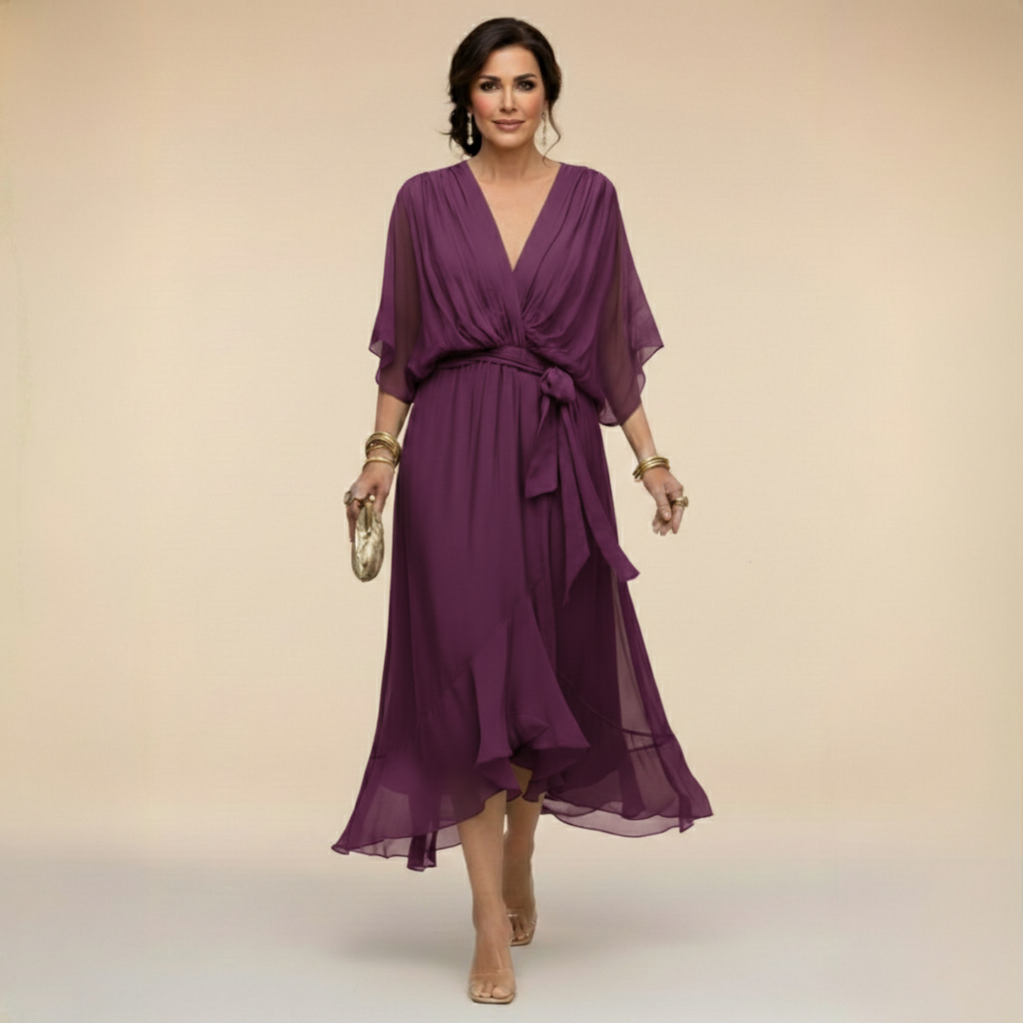 Arabella | Vestido de Silueta Fluida con Escote en V
