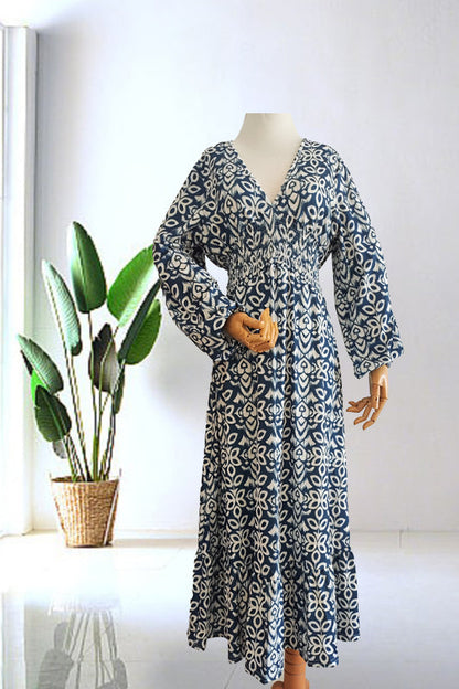 Isabel - Vestido Largo Estampado · Escote V · Estilo Boho