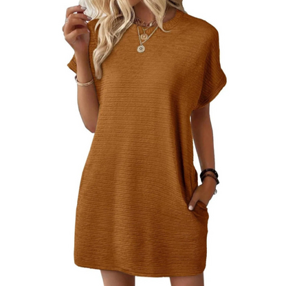 EVA – Vestido de Verano Minimalista Casual con Cuello Redondo