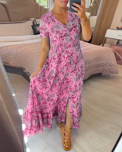 Vestido Floral con Escote en V