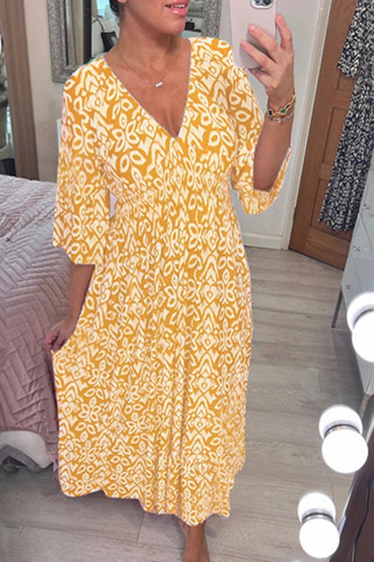 Isabel - Vestido Largo Estampado · Escote V · Estilo Boho
