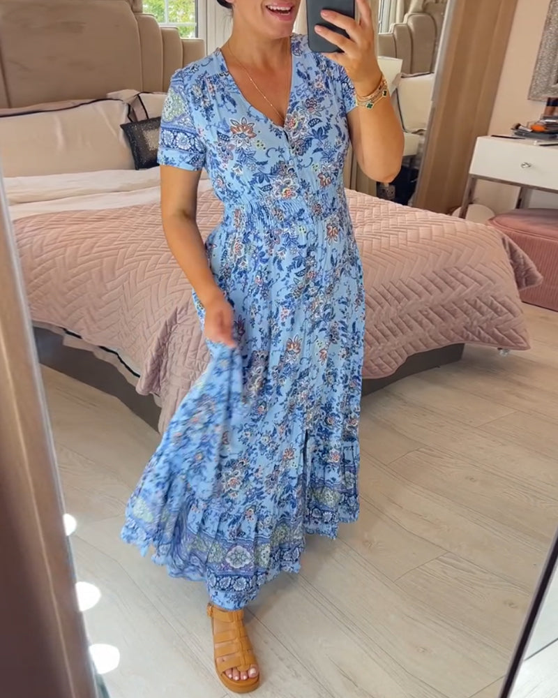 Vestido Floral con Escote en V
