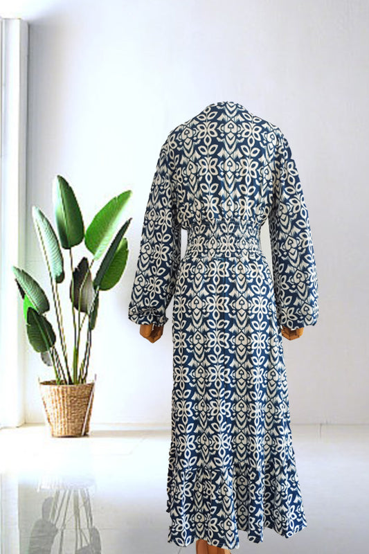 Isabel - Vestido Largo Estampado · Escote V · Estilo Boho