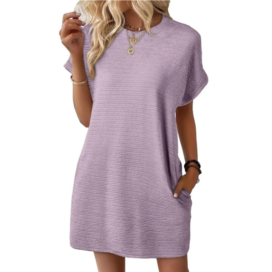 EVA – Vestido de Verano Minimalista Casual con Cuello Redondo
