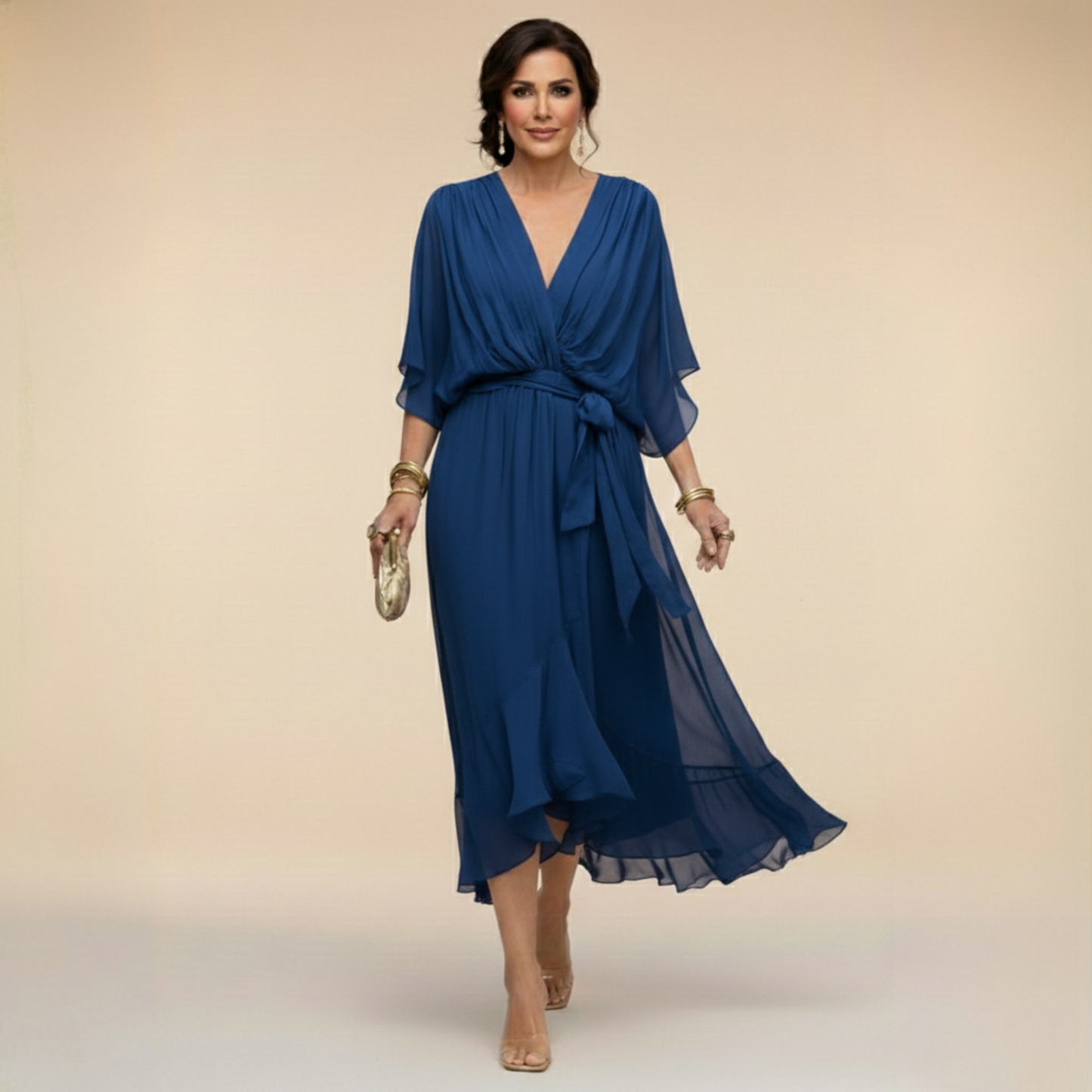 Arabella | Vestido de Silueta Fluida con Escote en V