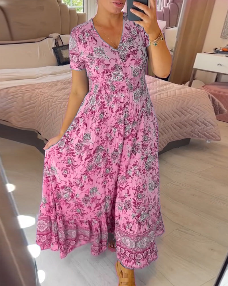 Vestido Floral con Escote en V