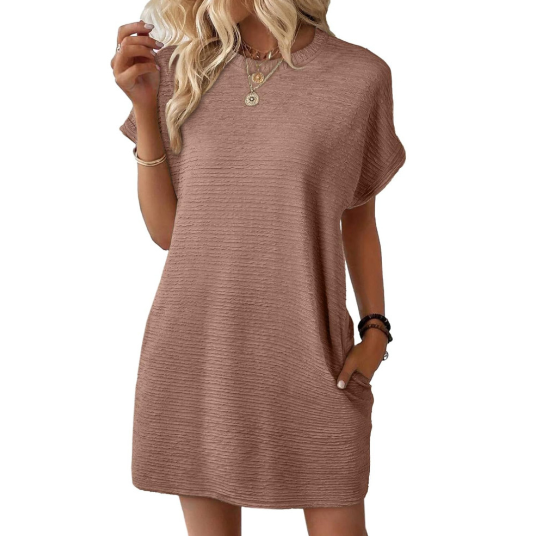 EVA – Vestido de Verano Minimalista Casual con Cuello Redondo