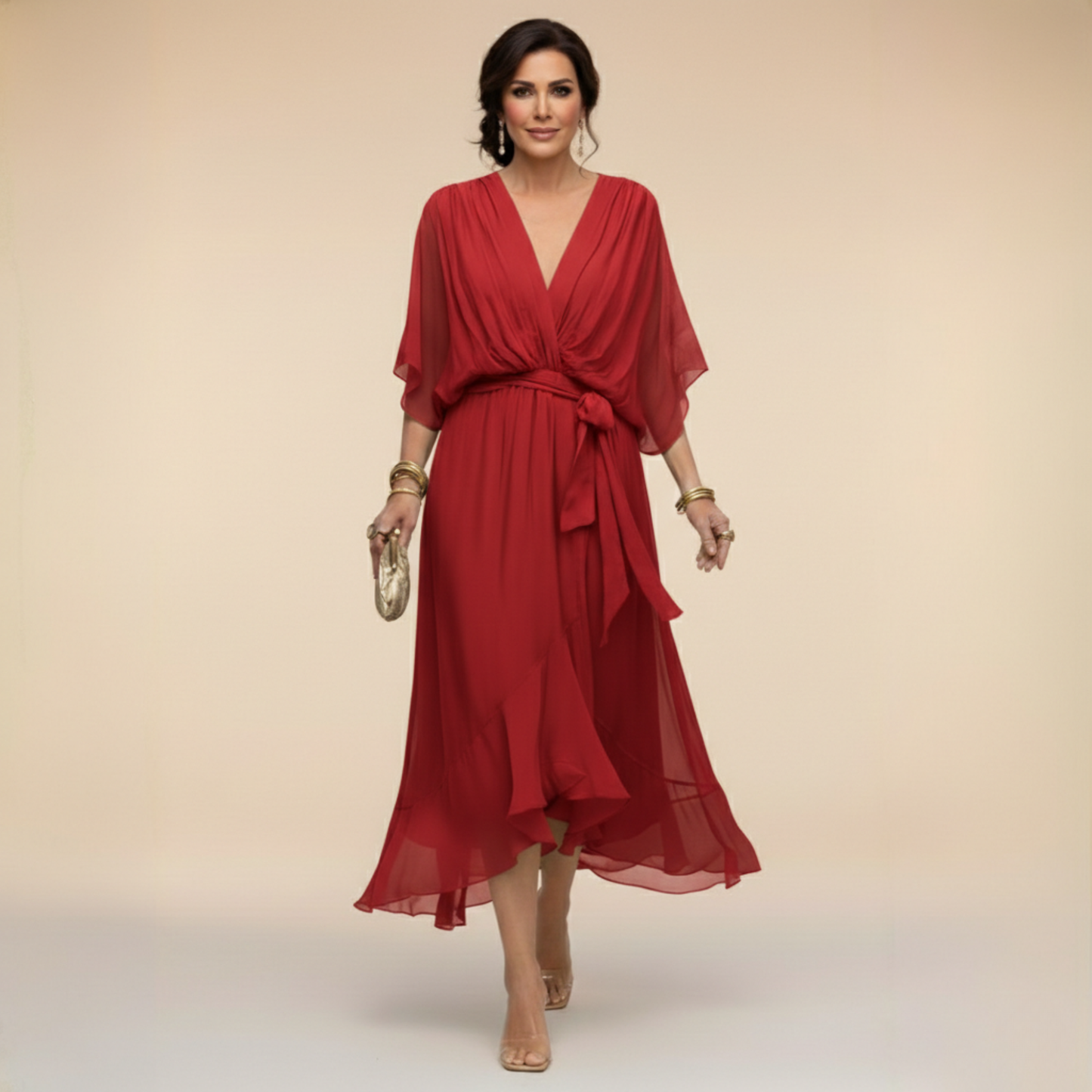 Arabella | Vestido de Silueta Fluida con Escote en V